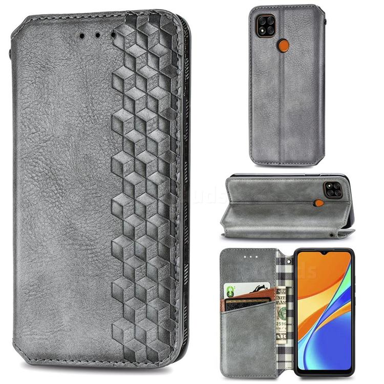 Ultra Slim Fashion Business Card Magnetic Automatic Suction Leather Flip Cover for Xiaomi Redmi 9C - Grey