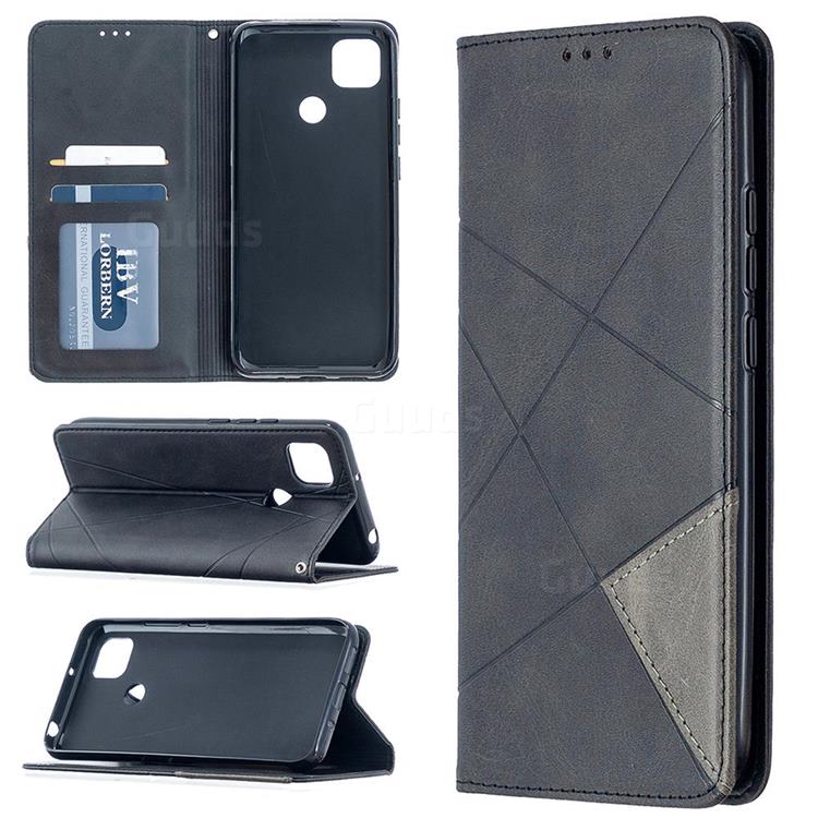 Prismatic Slim Magnetic Sucking Stitching Wallet Flip Cover for Xiaomi Redmi 9C - Black
