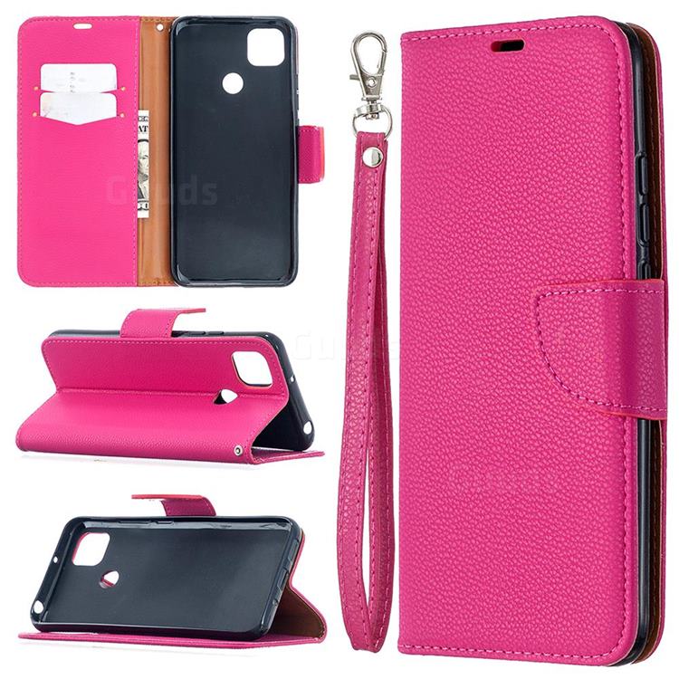 Classic Luxury Litchi Leather Phone Wallet Case for Xiaomi Redmi 9C - Rose