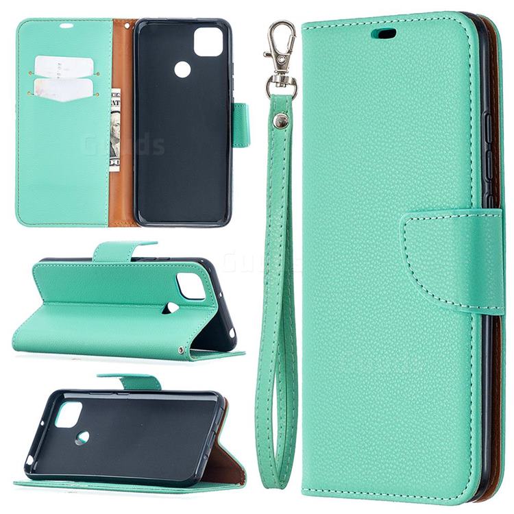 Classic Luxury Litchi Leather Phone Wallet Case for Xiaomi Redmi 9C - Green
