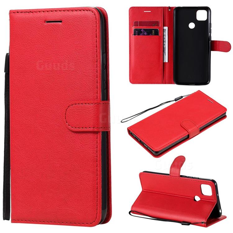 Retro Greek Classic Smooth PU Leather Wallet Phone Case for Xiaomi Redmi 9C - Red