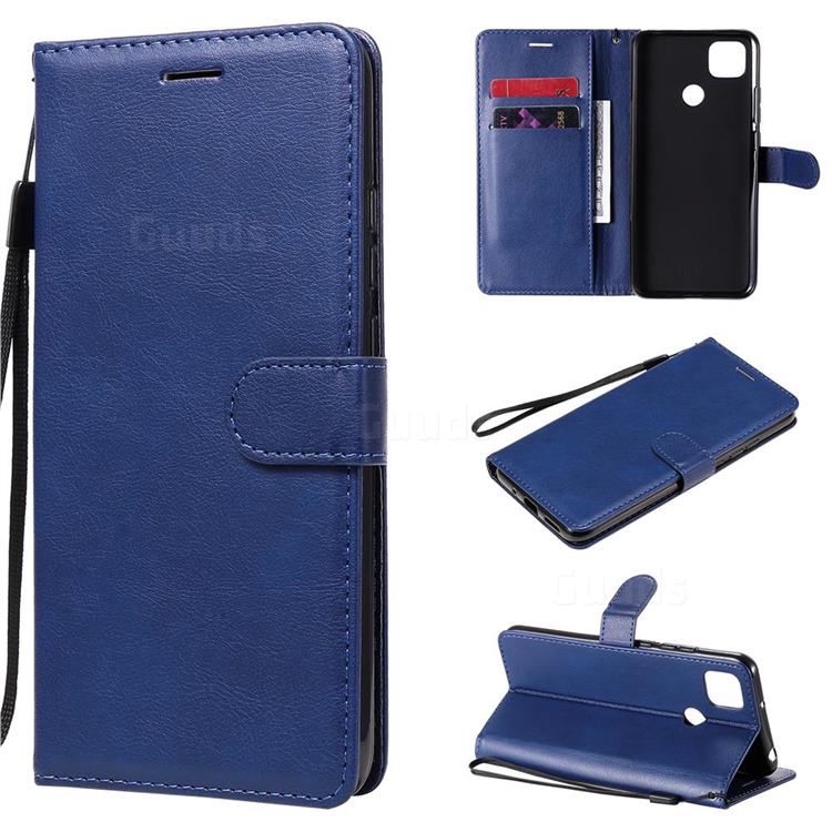 Retro Greek Classic Smooth PU Leather Wallet Phone Case for Xiaomi Redmi 9C - Blue
