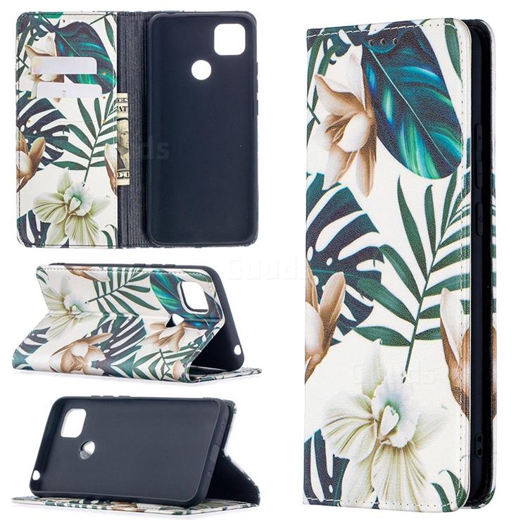 Flower Leaf Slim Magnetic Attraction Wallet Flip Cover for Xiaomi Redmi 9C