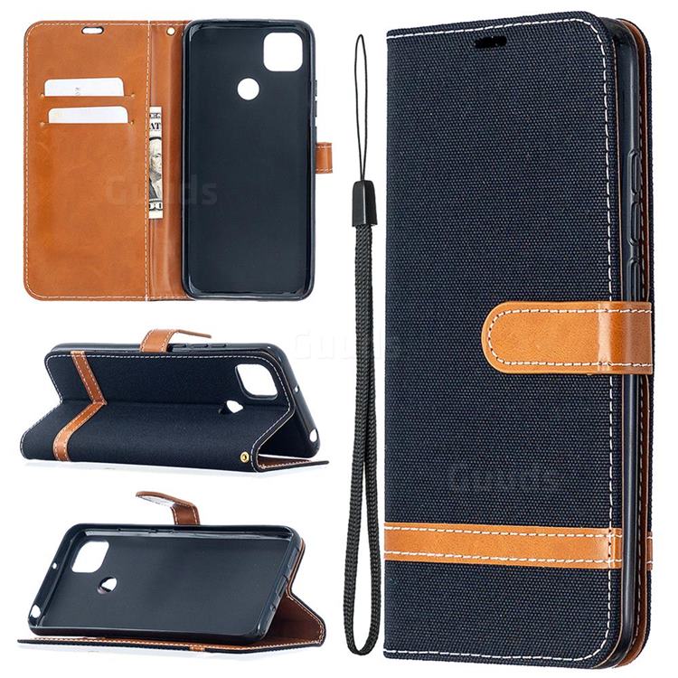 Jeans Cowboy Denim Leather Wallet Case for Xiaomi Redmi 9C - Black
