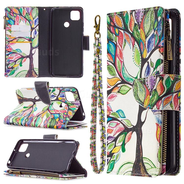 The Tree of Life Binfen Color BF03 Retro Zipper Leather Wallet Phone Case for Xiaomi Redmi 9C