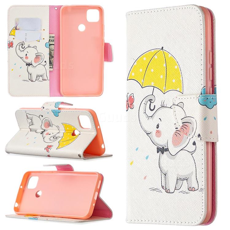 Umbrella Elephant Leather Wallet Case for Xiaomi Redmi 9C