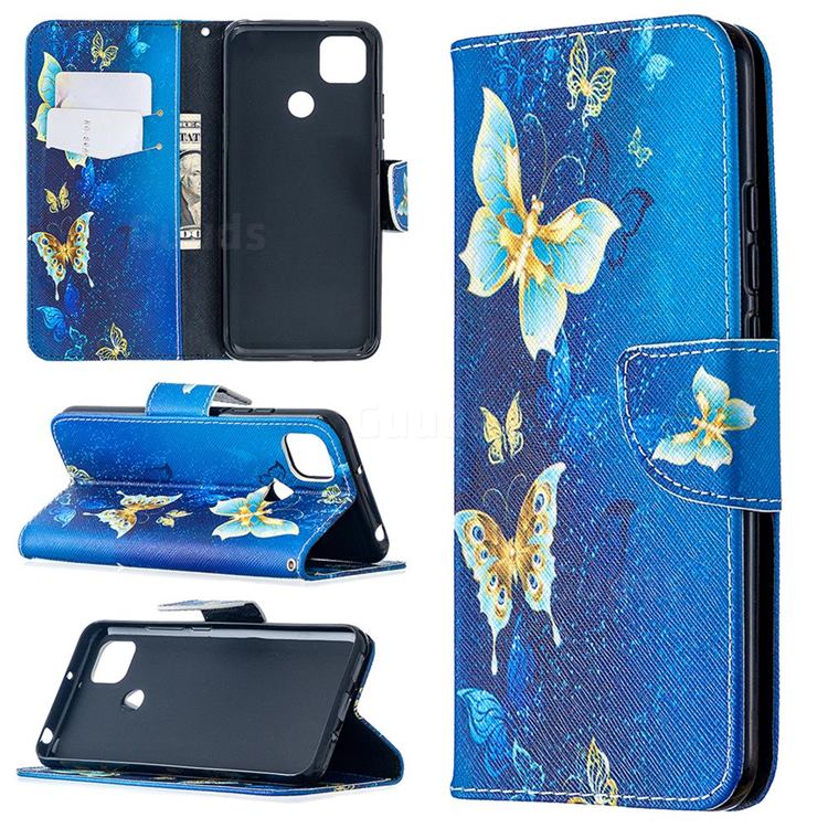 Golden Butterflies Leather Wallet Case for Xiaomi Redmi 9C