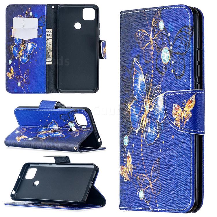 Purple Butterfly Leather Wallet Case for Xiaomi Redmi 9C