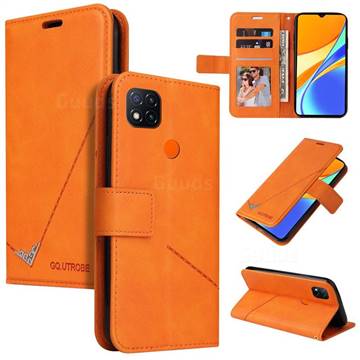 GQ.UTROBE Right Angle Silver Pendant Leather Wallet Phone Case for Xiaomi Redmi 9C - Orange