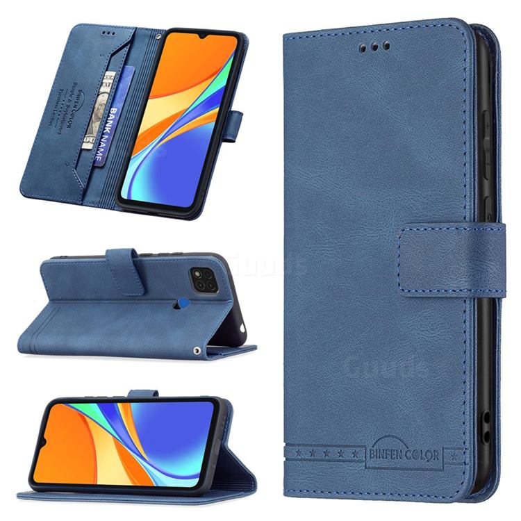 Binfen Color RFID Blocking Leather Wallet Case for Xiaomi Redmi 9C - Blue