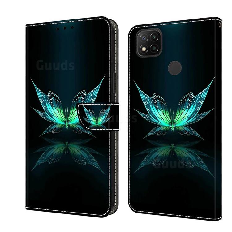 Reflection Butterfly Crystal PU Leather Protective Wallet Case Cover for Xiaomi Redmi 9C