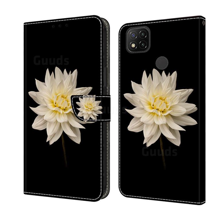 White Flower Crystal PU Leather Protective Wallet Case Cover for Xiaomi Redmi 9C