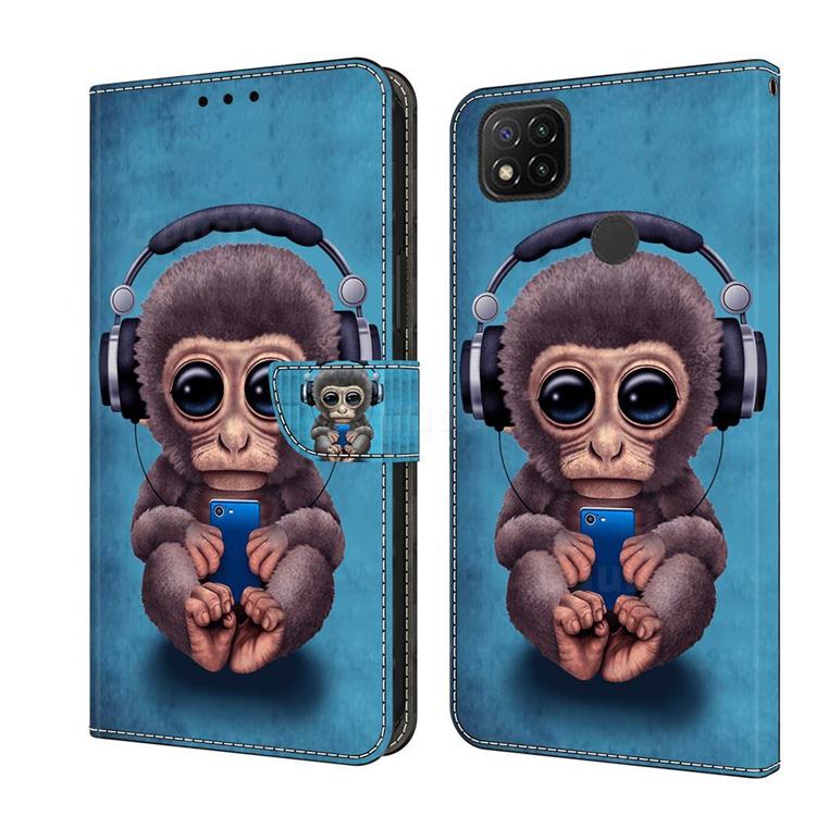 Cute Orangutan Crystal PU Leather Protective Wallet Case Cover for Xiaomi Redmi 9C