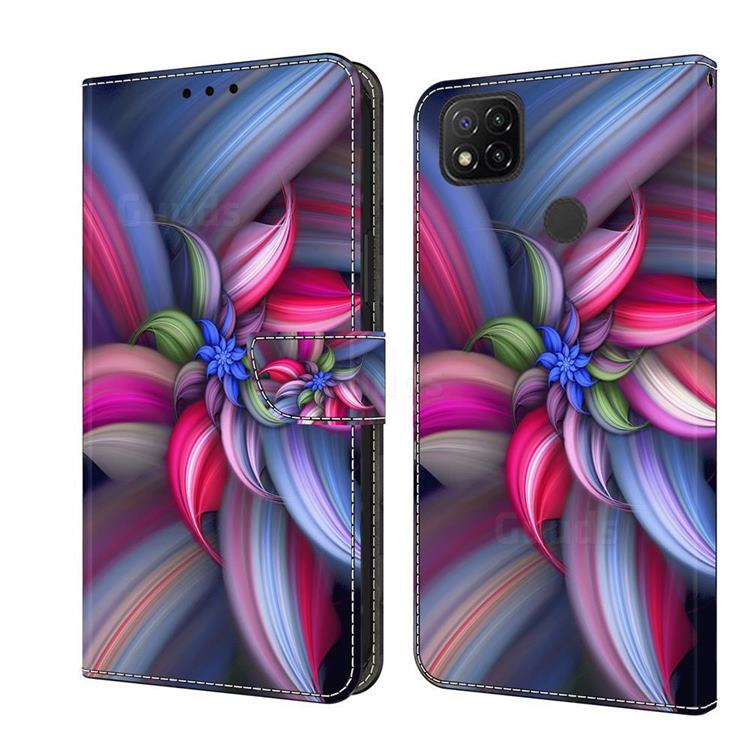 Colorful Flower Crystal PU Leather Protective Wallet Case Cover for Xiaomi Redmi 9C