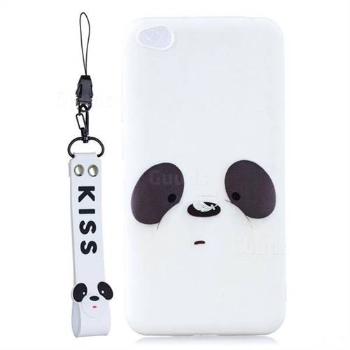 White Feather Panda Soft Kiss Candy Hand Strap Silicone Case for Mi Xiaomi Redmi Go
