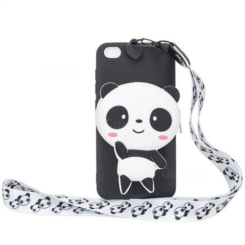 White Panda Neck Lanyard Zipper Wallet Silicone Case for Mi Xiaomi Redmi Go