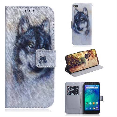 Snow Wolf PU Leather Wallet Case for Mi Xiaomi Redmi Go