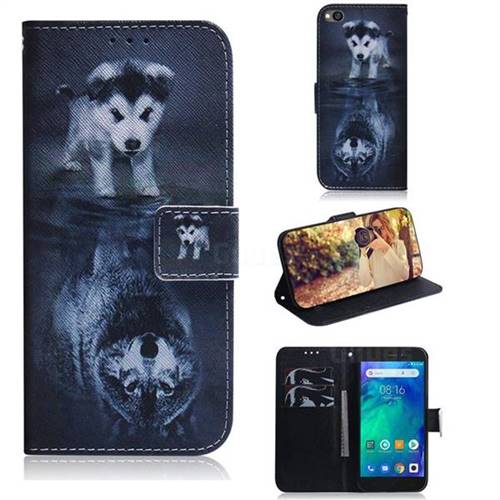 Wolf and Dog PU Leather Wallet Case for Mi Xiaomi Redmi Go