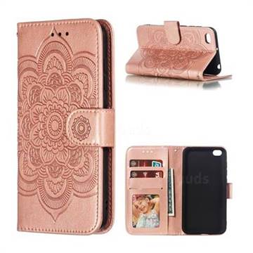 Intricate Embossing Datura Solar Leather Wallet Case for Mi Xiaomi Redmi Go - Rose Gold