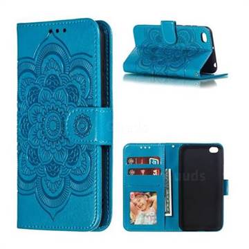 Intricate Embossing Datura Solar Leather Wallet Case for Mi Xiaomi Redmi Go - Blue