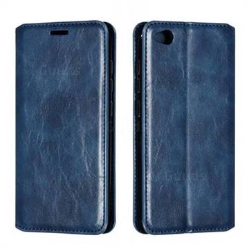 Retro Slim Magnetic Crazy Horse PU Leather Wallet Case for Mi Xiaomi Redmi Go - Blue