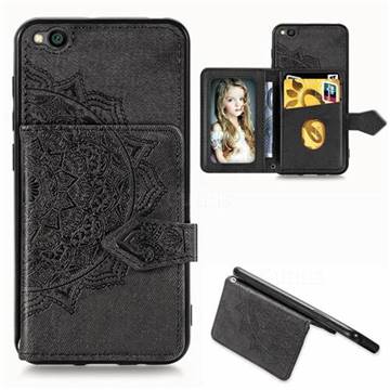 Mandala Flower Cloth Multifunction Stand Card Leather Phone Case for Mi Xiaomi Redmi Go - Black