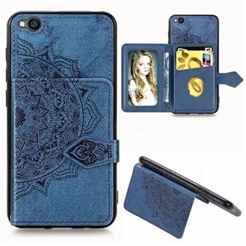 Mandala Flower Cloth Multifunction Stand Card Leather Phone Case for Mi Xiaomi Redmi Go - Blue