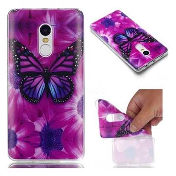 Violet Butterfly Soft TPU Back Cover for Xiaomi Redmi Note 4 Red Mi Note4
