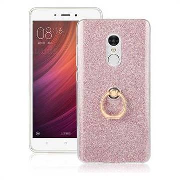 Luxury Soft TPU Glitter Back Ring Cover with 360 Rotate Finger Holder Buckle for Xiaomi Redmi Note 4 Red Mi Note4 - Pink