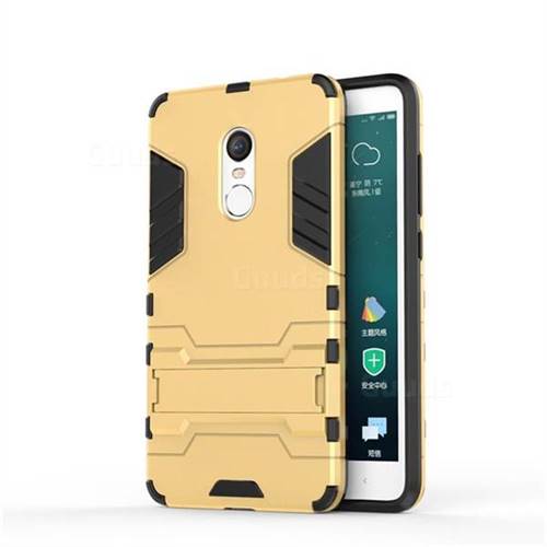 Armor Premium Tactical Grip Kickstand Shockproof Dual Layer Rugged Hard Cover for Xiaomi Redmi Note 4 Red Mi Note4 - Golden