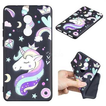Candy Unicorn 3D Embossed Relief Black TPU Cell Phone Back Cover for Xiaomi Redmi Note 4 Red Mi Note4