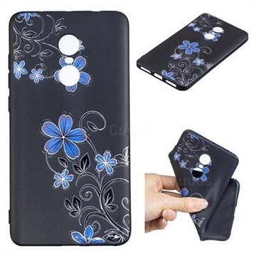 Little Blue Flowers 3D Embossed Relief Black TPU Cell Phone Back Cover for Xiaomi Redmi Note 4 Red Mi Note4