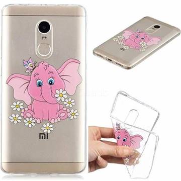 Tiny Pink Elephant Clear Varnish Soft Phone Back Cover for Xiaomi Redmi Note 4 Red Mi Note4