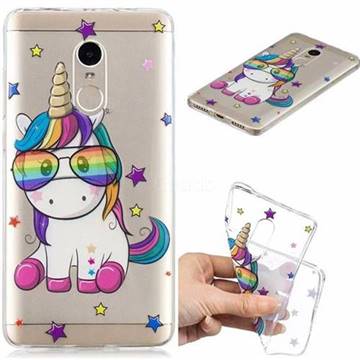 Glasses Unicorn Clear Varnish Soft Phone Back Cover for Xiaomi Redmi Note 4 Red Mi Note4