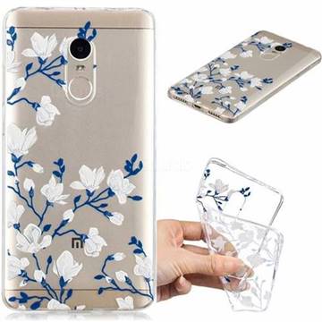 Magnolia Flower Clear Varnish Soft Phone Back Cover for Xiaomi Redmi Note 4 Red Mi Note4