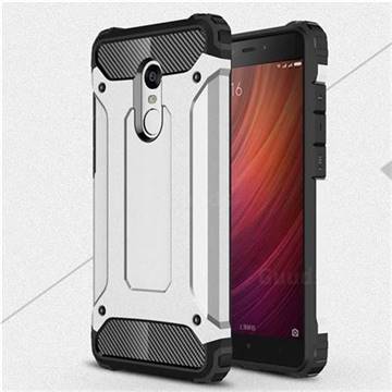 King Kong Armor Premium Shockproof Dual Layer Rugged Hard Cover for Xiaomi Redmi Note 4 Red Mi Note4 - Technology Silver