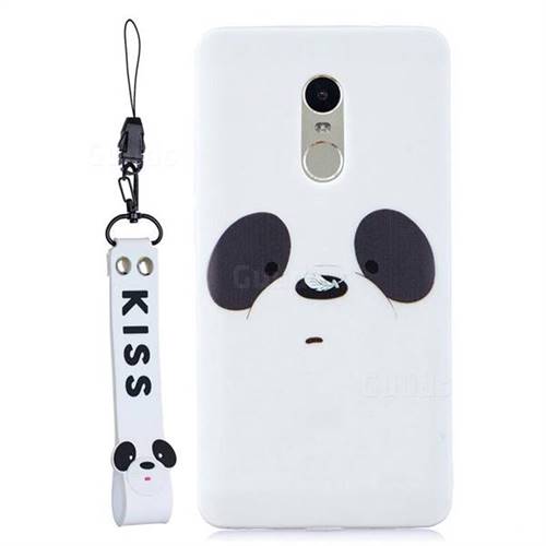 White Feather Panda Soft Kiss Candy Hand Strap Silicone Case for Xiaomi Redmi Note 4 Red Mi Note4