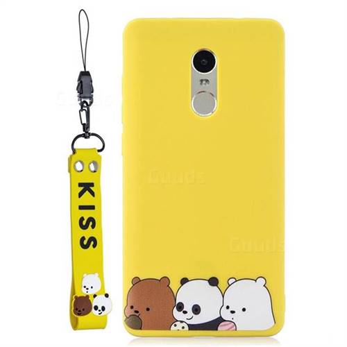 Yellow Bear Family Soft Kiss Candy Hand Strap Silicone Case for Xiaomi Redmi Note 4 Red Mi Note4