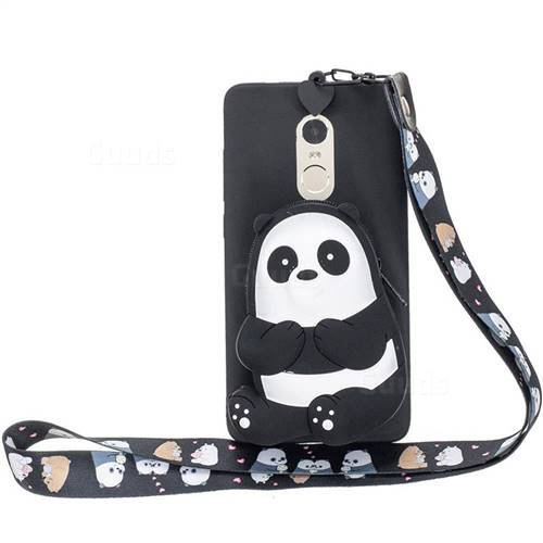 Cute Panda Neck Lanyard Zipper Wallet Silicone Case for Xiaomi Redmi Note 4 Red Mi Note4