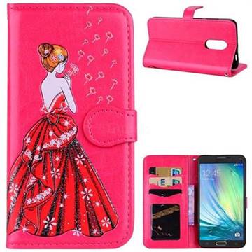 Dandelion Wedding Dress Girl Flash Powder Leather Wallet Holster Case for Xiaomi Redmi Note 4 Red Mi Note4 - Rose