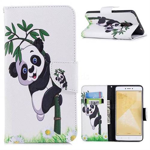 Bamboo Panda Leather Wallet Case for Xiaomi Redmi Note 4 Red Mi Note4