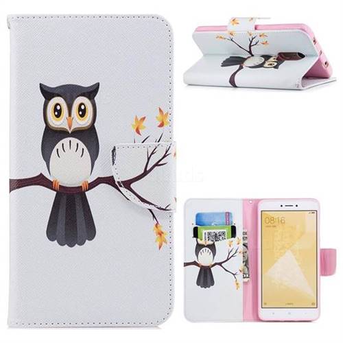 Owl on Tree Leather Wallet Case for Xiaomi Redmi Note 4 Red Mi Note4