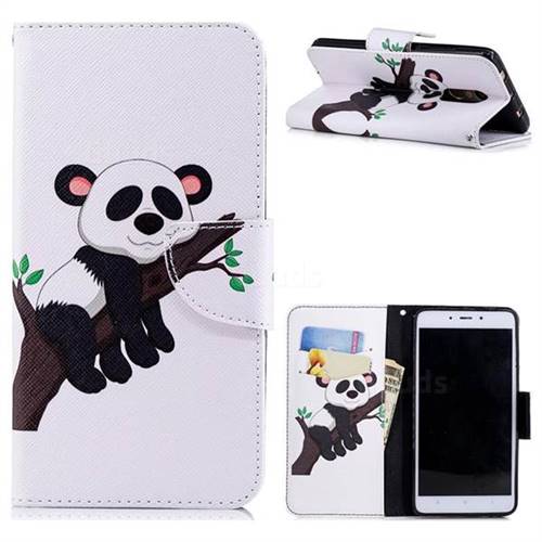 Tree Panda Leather Wallet Case for Xiaomi Redmi Note 4 Red Mi Note4