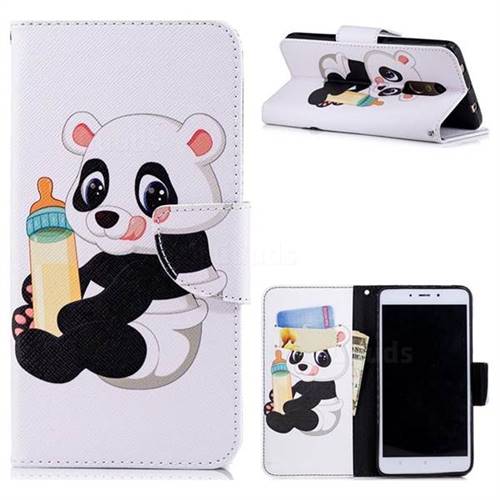 Baby Panda Leather Wallet Case for Xiaomi Redmi Note 4 Red Mi Note4