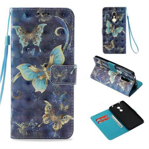 Three Butterflies 3D Painted Leather Wallet Case for Xiaomi Redmi Note 4 Red Mi Note4