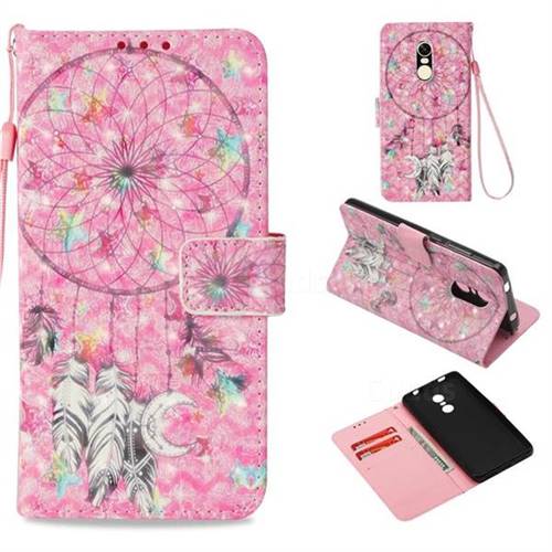 Flower Dreamcatcher 3D Painted Leather Wallet Case for Xiaomi Redmi Note 4 Red Mi Note4