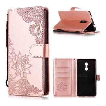Intricate Embossing Lotus Mandala Flower Leather Wallet Case for Xiaomi Redmi Note 4 Red Mi Note4 - Rose Gold