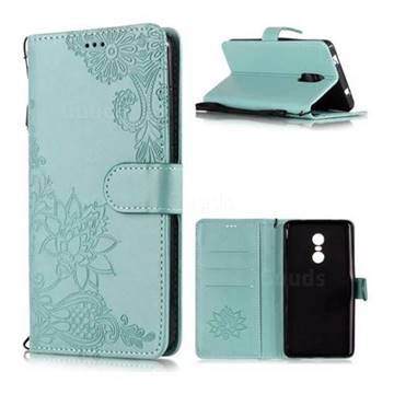 Intricate Embossing Lotus Mandala Flower Leather Wallet Case for Xiaomi Redmi Note 4 Red Mi Note4 - Green
