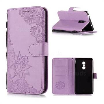 Intricate Embossing Lotus Mandala Flower Leather Wallet Case for Xiaomi Redmi Note 4 Red Mi Note4 - Purple