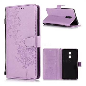 Intricate Embossing Dandelion Butterfly Leather Wallet Case for Xiaomi Redmi Note 4 Red Mi Note4 - Purple